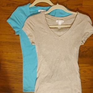 Two small tees with v necks
